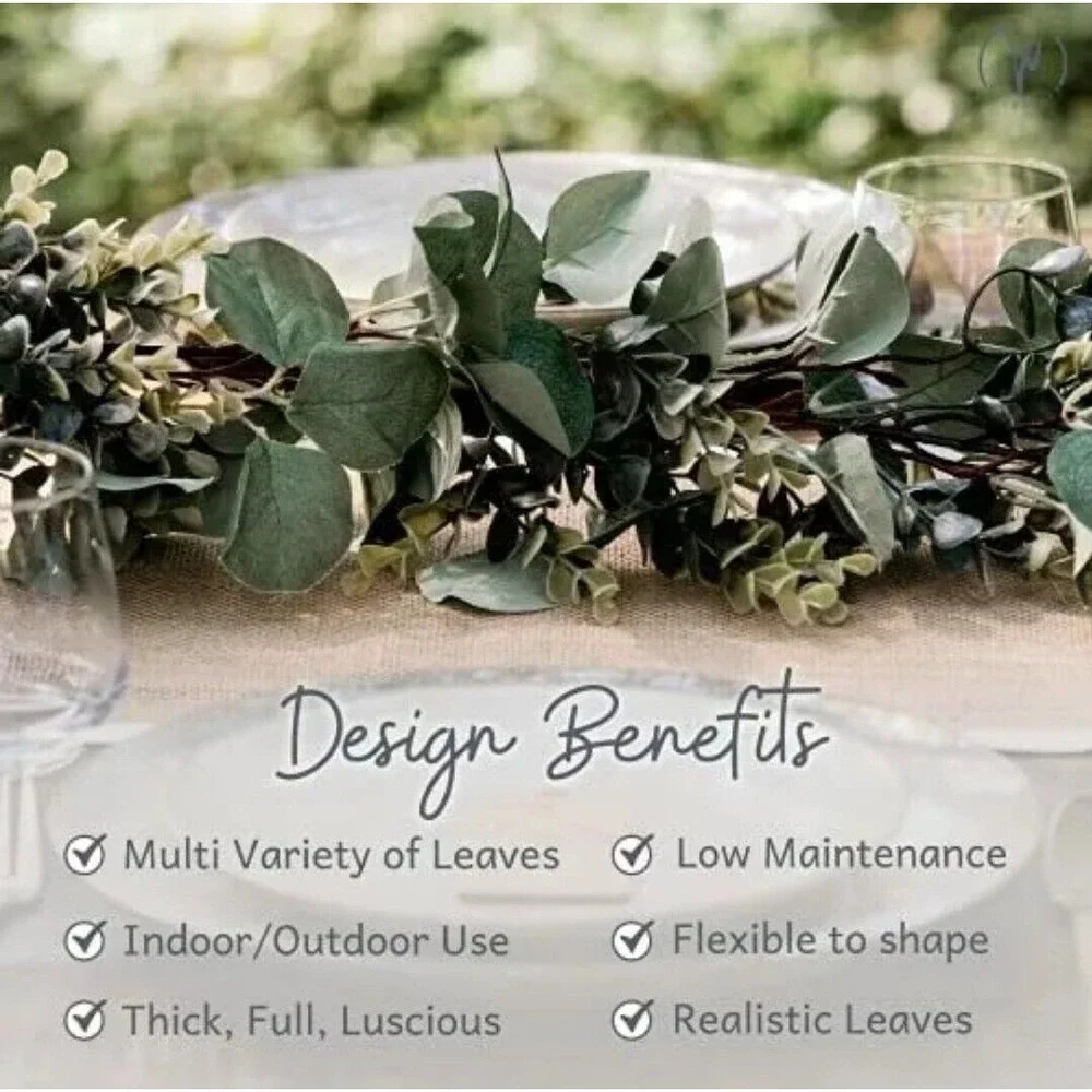 6 Pack Artificial Eucalyptus Garland, 6 ft Faux Silk Eucalyptus Leaves Vines Han